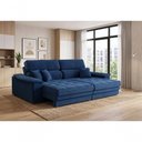 Ver imagem 1 de Sofá com Chaise Charlotte 4 Lugares Retrátil e Reclinável 214cm Azul Linho