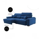 Ver imagem 5 de Sofá com Chaise Charlotte 4 Lugares Retrátil e Reclinável 214cm Azul Linho