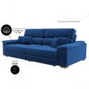 Ver imagem 6 de Sofá com Chaise Charlotte 4 Lugares Retrátil e Reclinável 214cm Azul Linho