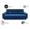 Ver imagem 4 de Sofá com Chaise Charlotte 4 Lugares Retrátil e Reclinável 214cm Azul Linho