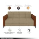 Ver imagem 3 de Sofá Living Decorativo Houston 2 Lugares 200cm Pés em Metal Veludo/ Pu Bege Escuro/ Marrom G33 - Gra