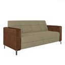 Ver imagem 2 de Sofá Living Decorativo Houston 2 Lugares 200cm Pés em Metal Veludo/ Pu Bege Escuro/ Marrom G33 - Gra