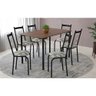 Jogo de Mesa London 1,36m X 0,80m em Mdf e Aço com 6 Cadeiras Estofado Floral Amarilis Amarelo - 1