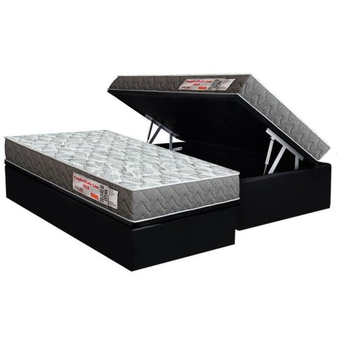 Conjunto Box Baú Solteiro: Colchão Espuma Orthoflex D23 Comfortpedic + Base Crc Suede Black(88x188