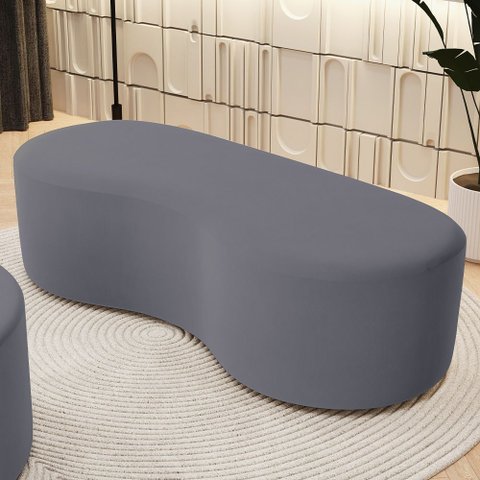 Puff Decorativo Orgânico para Living Quarto 140cm Orbit W01 Suede Cinza - Lyam Decor