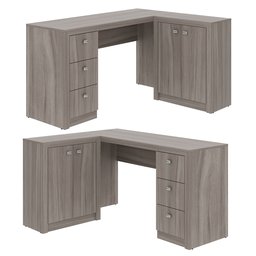 Mesa para Escritório em L com 3 Gavetas e Armários Me4100  - 6