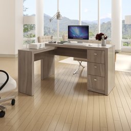 Mesa para Escritório em L com 3 Gaveta Me4101  - 11