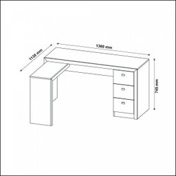 Mesa para Escritório em L com 3 Gaveta Me4101  - 14