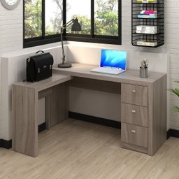 Mesa para Escritório em L com 3 Gaveta Me4101  - 7