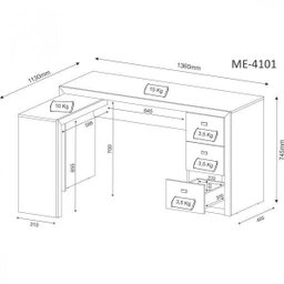 Mesa para Escritório em L com 3 Gaveta Me4101  - 13