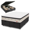 Ver imagem 1 de Cama Box com Baú Queen Orion Pillow Top Molas Ensacadas Tecido Malha Branco e Preto