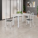 Ver imagem 1 de Conjunto de Mesa Tubular 120cm x 75cm Tampo em Vidro com 4 Cadeiras Iris B Branco/Preto