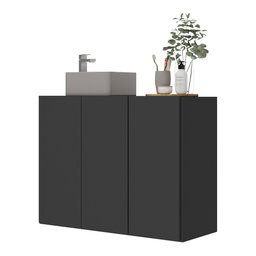 Gabinete Banheiro 3 Portas Suspenso 90cm Multimóveis MP5029 Preto - 6