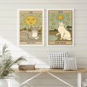 Ver imagem 2 de Kit 2 Quadros Cartas Tarot Gato- The Sun e The Star 33x24cm - com Vidro:madeira Preta