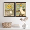 Ver imagem 1 de Kit 2 Quadros Cartas Tarot Gato- The Sun e The Star 33x24cm - com Vidro:madeira Preta