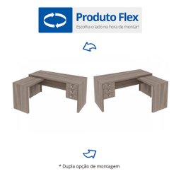 Mesa para Escritório em L com 3 Gavetas Me4106  - 10