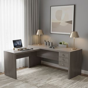 Mesa para Escritório em L com 3 Gavetas Me4106 