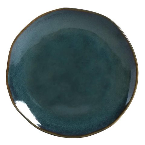Prato de Sobremesa 19,5cm Orgânico Cerâmica Porto Brasil Azul Oceano Mesa Posta Avulso