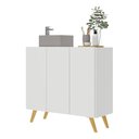 Ver imagem 6 de Gabinete Banheiro 3 Portas Retrô 90Cm Multimóveis Mp5030 Branco/Natural