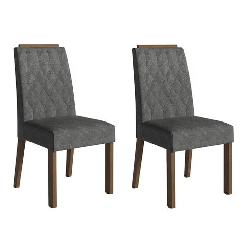 Kit 2 Cadeiras de Jantar 4256 com Espaldar Rustic/silver Madesa