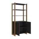 Ver imagem 2 de Estante Armário 73cm 2 Portas 4 Prateleiras Mel/preto Ey2020