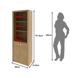 Armário Alto para Escritório 171,5x60cm com 2 Portas e 5 Prateleiras ME4110 - 4