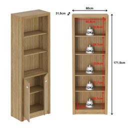 Armário Alto para Escritório 171,5x60cm com 2 Portas e 5 Prateleiras ME4110 Marrom - 7 Armário Alto para Escritório 171,5x60cm com 2 Portas e 5 Prateleiras ME4110 Marrom - 7
