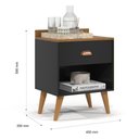 Ver imagem 5 de Mesa de Cabeceira Pérola New Pés Estilo Retrô Puxador Moderno para Quarto 1 Gaveta - Preto/freijó