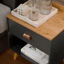 Ver imagem 4 de Mesa de Cabeceira Pérola New Pés Estilo Retrô Puxador Moderno para Quarto 1 Gaveta - Preto/freijó