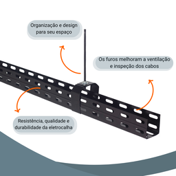 Eletrocalha Perfurada Tipo U 50x50x3000mm #24 Cor Preta Seb Brasil - 3