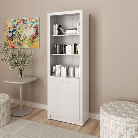 Armário Alto para Escritório 171,5x60cm com 2 Portas e 5 Prateleiras ME4110