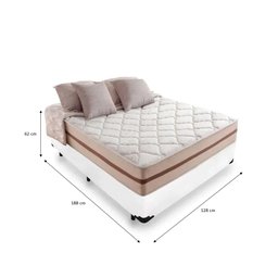 Cama Box Viúva Tecido Sintético Branco com Colchão Pillow Angel - Bello Box - Molas Ensacadas 62x128 - 2