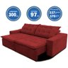 Sofá Amazonas 3 metros Retrátil com Molas Suede Veludo Light Vermelho - Sofá na Web - 3
