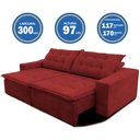 Ver imagem 3 de Sofá Amazonas 3 metros Retrátil com Molas Suede Veludo Light Vermelho - Sofá na Web