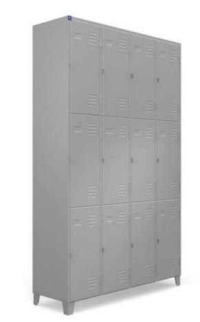 Armário Roupeiro De Aço Vestiário Academia 12 Portas Locker Cinza - 12