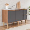 Ver imagem 6 de Gabinete de Cozinha 2 Gavetas Ripado 144cm Madeira 100% MDF:Freijó/Off White