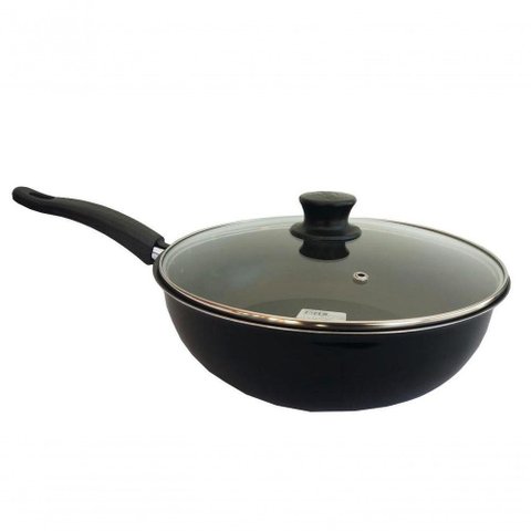 Frigideira Antiaderente 26cm 3l Preta Tampa de Vidro Belmar