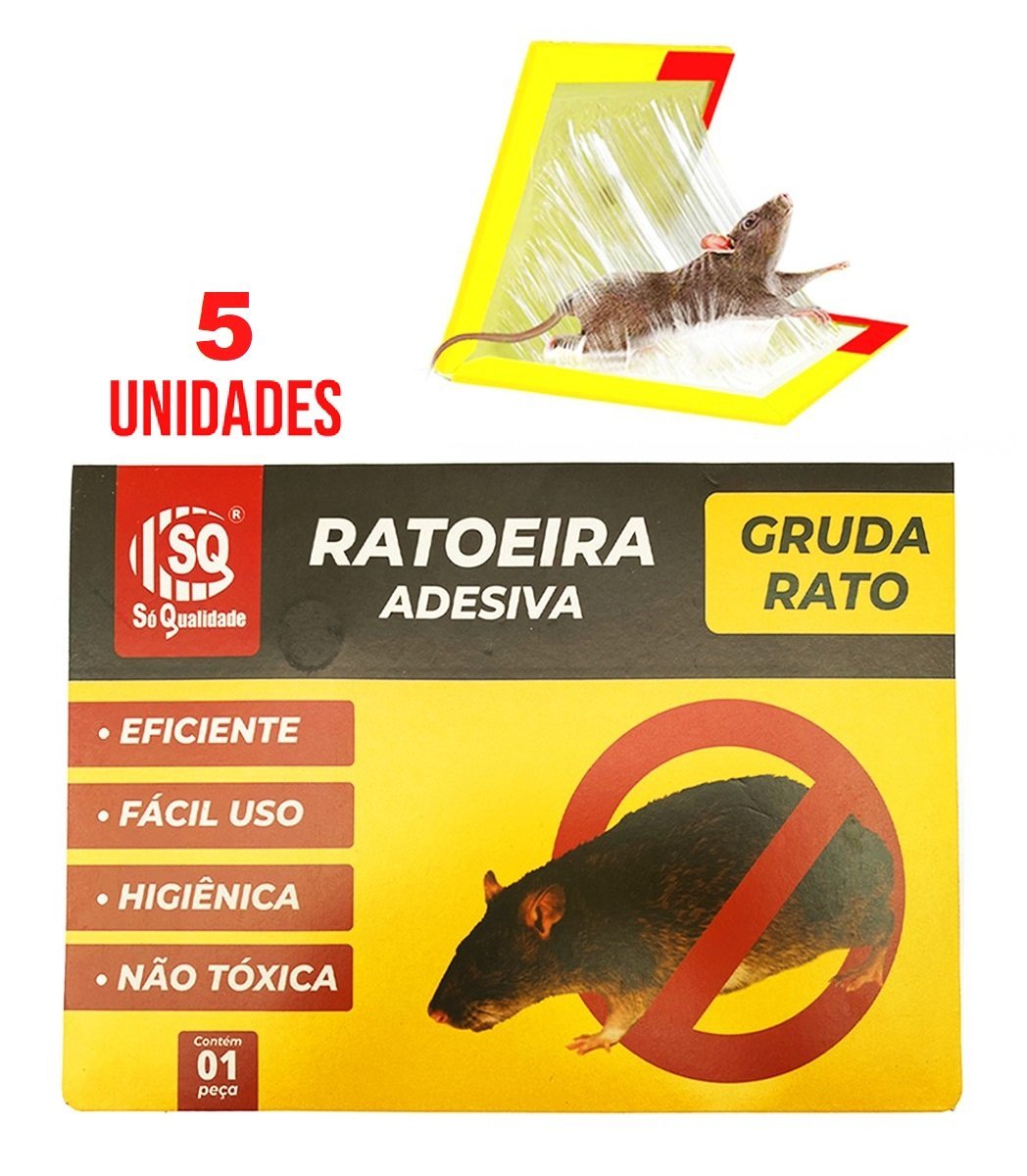 Kit 5 Ratoeira Adesiva Cola Pega Rato Pragas Eficiência - 9