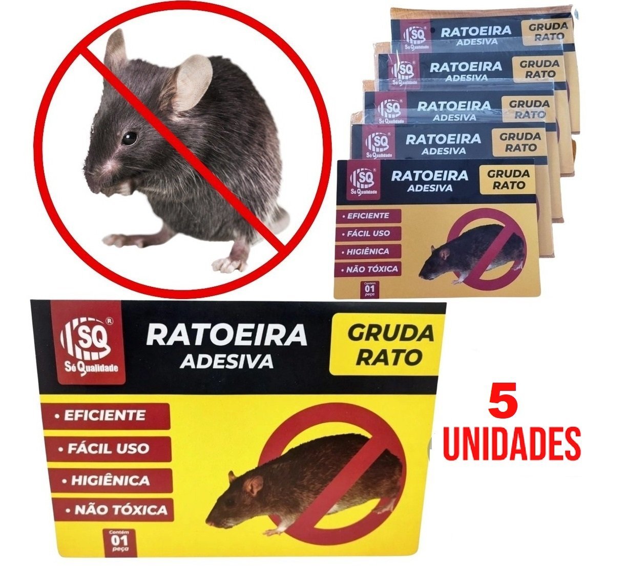 Kit 5 Ratoeira Adesiva Cola Pega Rato Pragas Eficiência