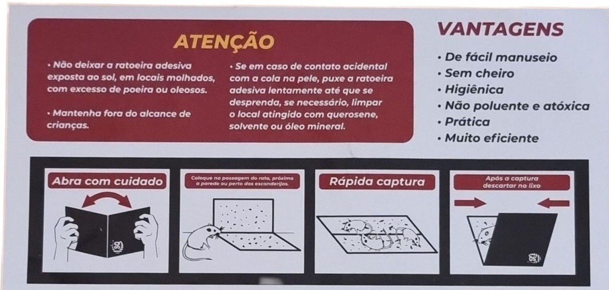 Kit 5 Ratoeira Adesiva Cola Pega Rato Pragas Eficiência - 5