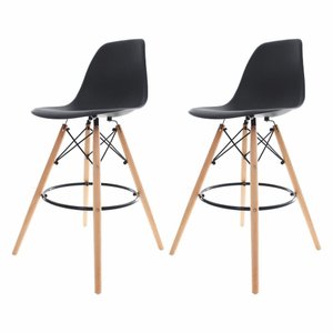 Kit 2 Banquetas Alta Charles Eames Eiffel Preta