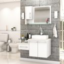 Ver imagem 1 de Conjunto Balcão C-cuba Aria 41 e Espelheira Legno 830 Branco Chess C-preto Ônix Branco Chess C-