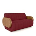 Ver imagem 2 de Sofá Decorativo Living Sala de Estar Bornéu 188cm Pés de Madeira Pu/veludo Caramelo/bordô G33 - Gran