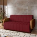Ver imagem 1 de Sofá Decorativo Living Sala de Estar Bornéu 188cm Pés de Madeira Pu/veludo Caramelo/bordô G33 - Gran