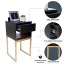 Ver imagem 3 de Kit 2 Mesas Cabeceira Industrial 30cm Preto Gaveta Superior Eco Base Metal Dourado Lateral Cama