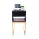 Ver imagem 5 de Kit 2 Mesas Cabeceira Industrial 30cm Preto Gaveta Superior Eco Base Metal Dourado Lateral Cama