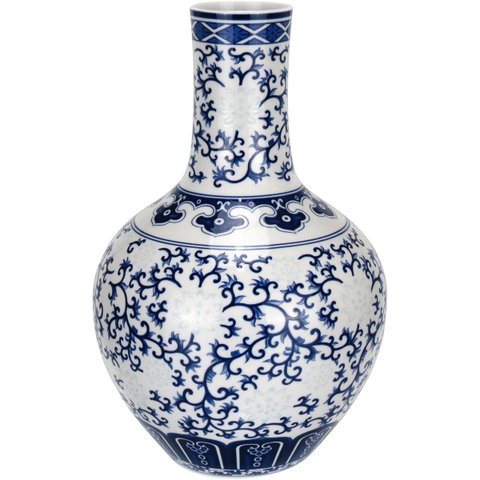 Vaso Redondo Decorativo Enfeite Bone China Home&co 23x15x15cm Azul