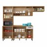 Cozinha Completa Compacta 4 Peças 9 Portas 1 Gaveta 3 Prateleiras MDP Marrom Madeira Off White - 5