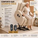 Ver imagem 4 de Poltrona do Papai com Massagem Aquecimento Austin Elevação Lift 150º PU Bege G31 - Gran Belo