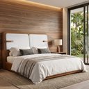 Ver imagem 4 de Cabeceira Cama Box Casal Estofada 140cm Mali P05 Couríssimo Whisky Bouclê Cru - Lyam Decor